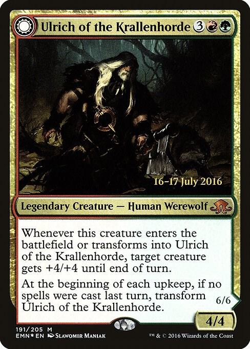 Ulrich of the Krallenhorde // Ulrich, Uncontested Alpha [Eldritch Moon Prerelease Promos]