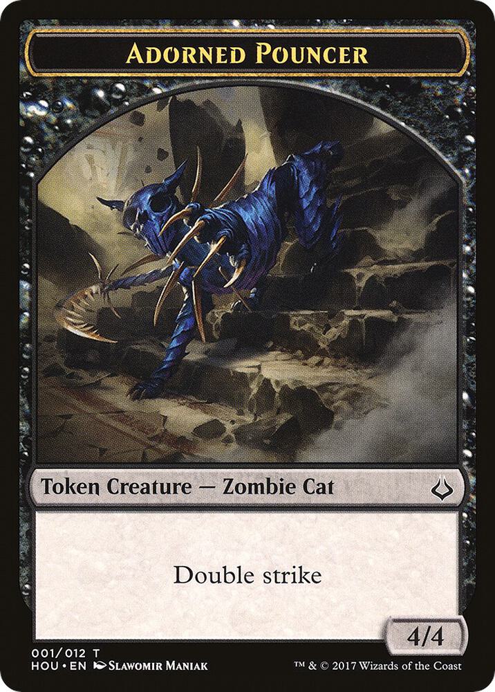 Adorned Pouncer // Warrior Double-Sided Token [Hour of Devastation Tokens]
