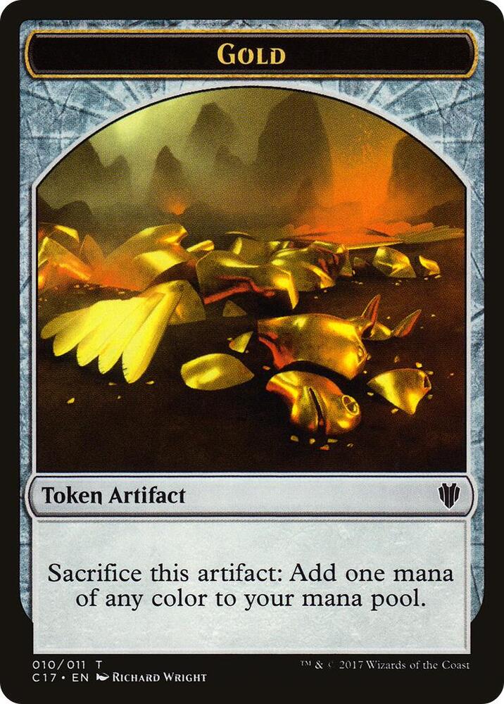 Gold // Cat Dragon Double-Sided Token [Commander 2017 Tokens]