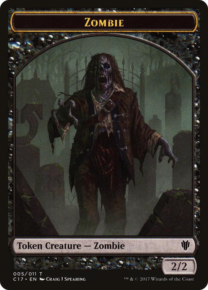 Zombie // Gold Double-Sided Token [Commander 2017 Tokens]