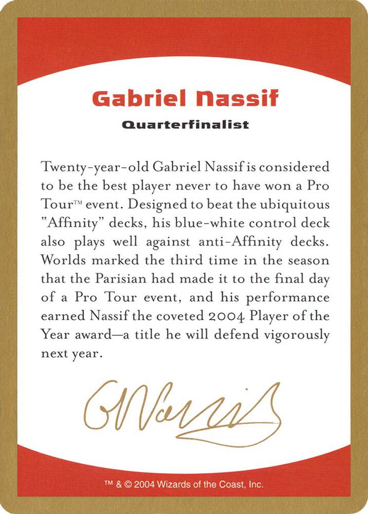 Gabriel Nassif Bio [World Championship Decks 2004]