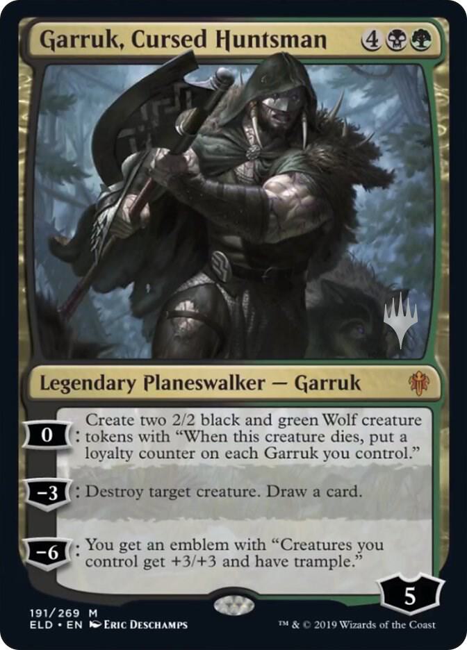 Garruk, Cursed Huntsman (Promo Pack) [Throne of Eldraine Promos]
