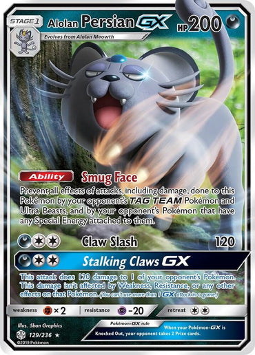 Alolan Persian GX (129/236) [Sun & Moon: Cosmic Eclipse]