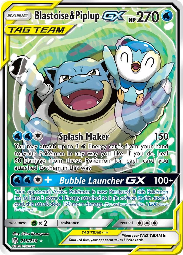 Blastoise & Piplup GX (215/236) [Sun & Moon: Cosmic Eclipse]