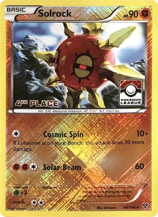 Solrock (64/146) (4th Place League Challenge Promo) [XY: Base Set]