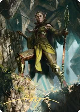 Nissa of Shadowed Boughs 1 Art Card (Gold-Stamped Signature) [Zendikar Rising Art Series]