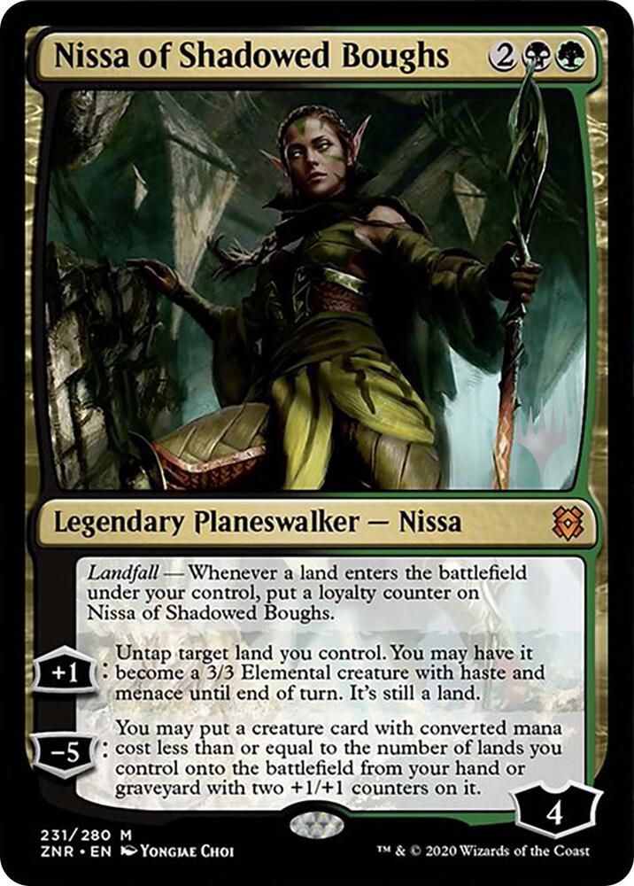 Nissa of Shadowed Boughs (Promo Pack) [Zendikar Rising Promos]