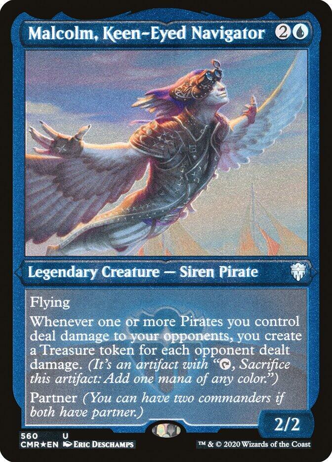 Malcolm, Keen-Eyed Navigator (Etched) [Commander Legends]