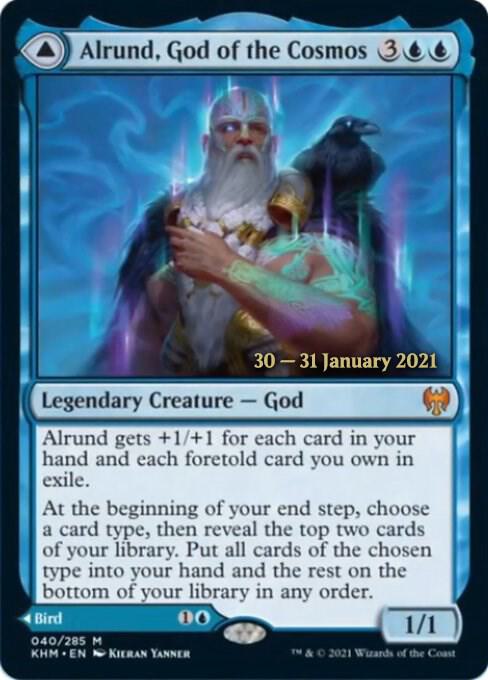 Alrund, God of the Cosmos // Hakka, Whispering Raven [Kaldheim Prerelease Promos]
