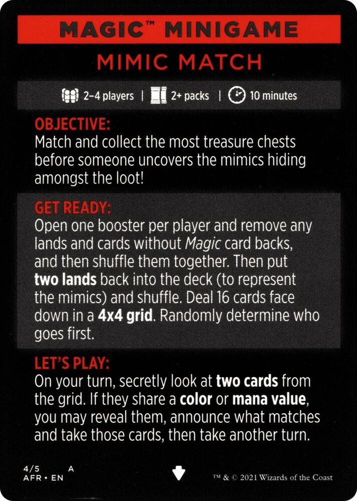 Mimic Match (Magic Minigame) [Dungeons & Dragons: Adventures in the Forgotten Realms Minigame]