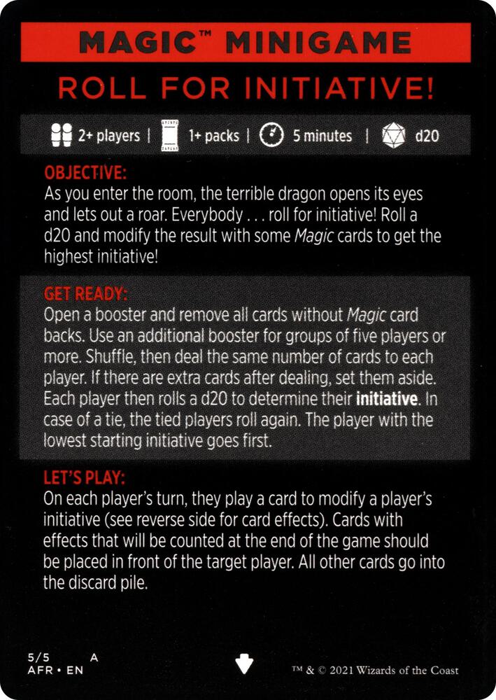 Roll for Initiative (Magic Minigame) [Dungeons & Dragons: Adventures in the Forgotten Realms Minigame]