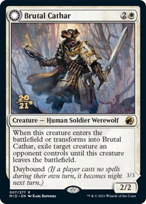 Brutal Cathar // Moonrage Brute [Innistrad: Midnight Hunt Prerelease Promos]