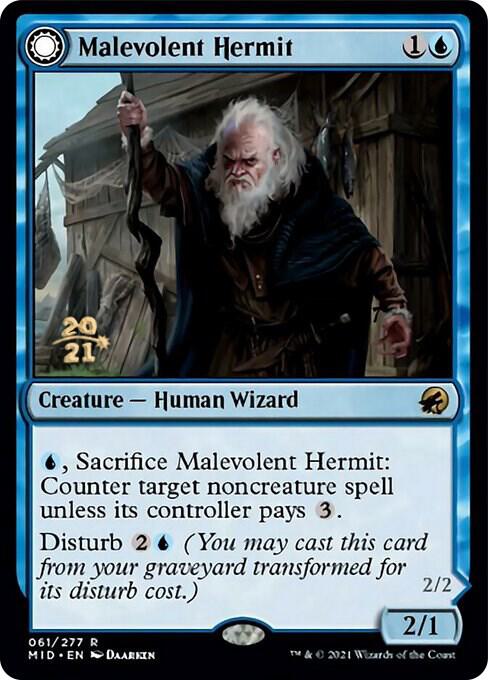 Malevolent Hermit // Benevolent Geist [Innistrad: Midnight Hunt Prerelease Promos]