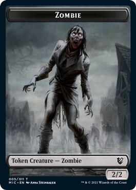 Zombie // Zombie Double-Sided Token (005 MIC/005 MID) [Innistrad: Midnight Hunt Commander Tokens]