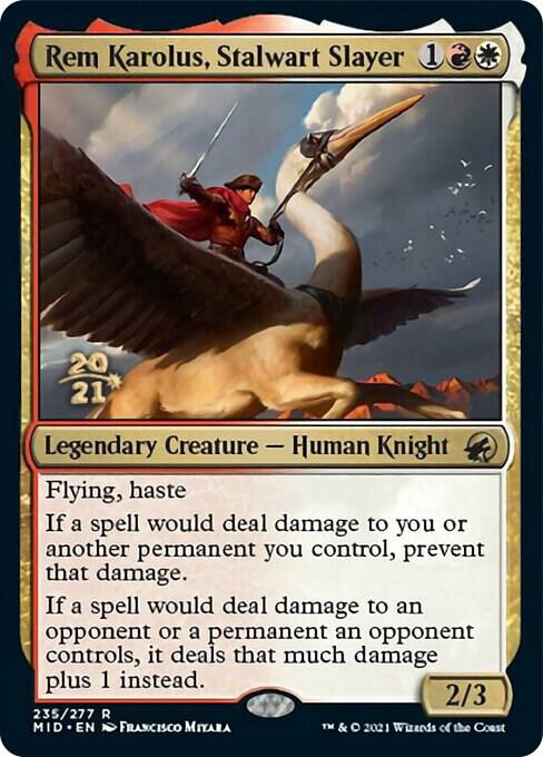 Rem Karolus, Stalwart Slayer [Innistrad: Midnight Hunt Prerelease Promos]