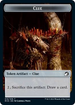 Clue // Treefolk Double-Sided Token [Innistrad: Midnight Hunt Tokens]