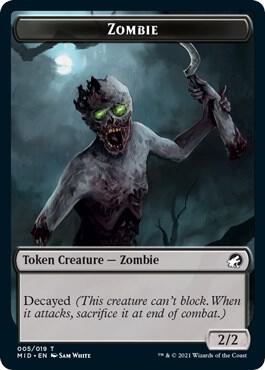 Zombie (005) // Bird Double-Sided Token [Innistrad: Midnight Hunt Tokens]