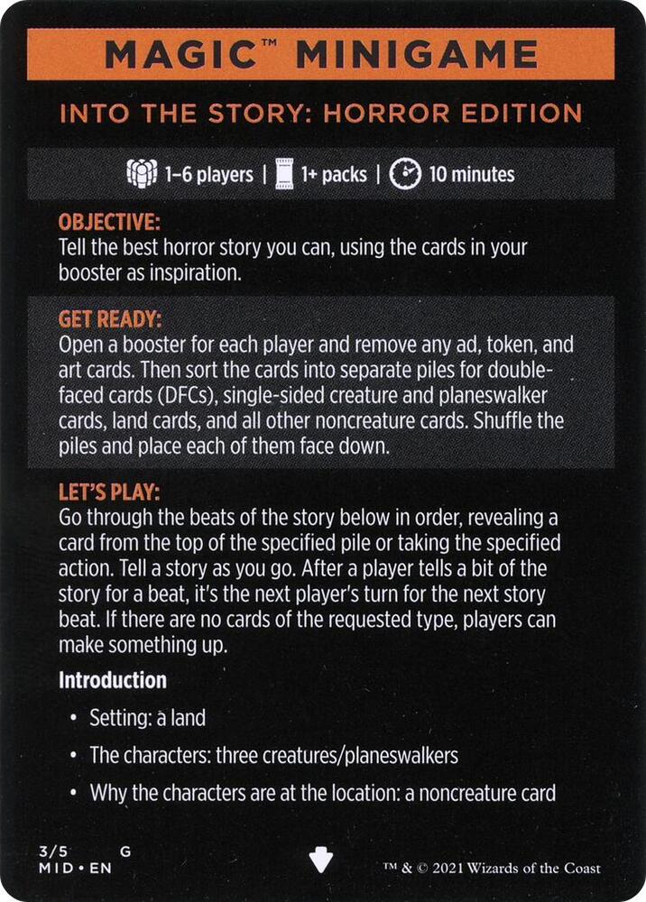Into the Story: Horror Edition (Magic Minigame) [Innistrad: Midnight Hunt Minigame]