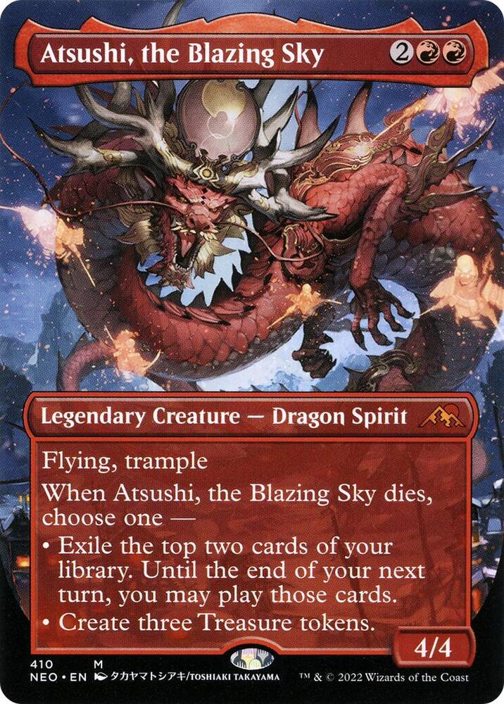 Atsushi, the Blazing Sky (Borderless Alternate Art) [Kamigawa: Neon Dynasty]