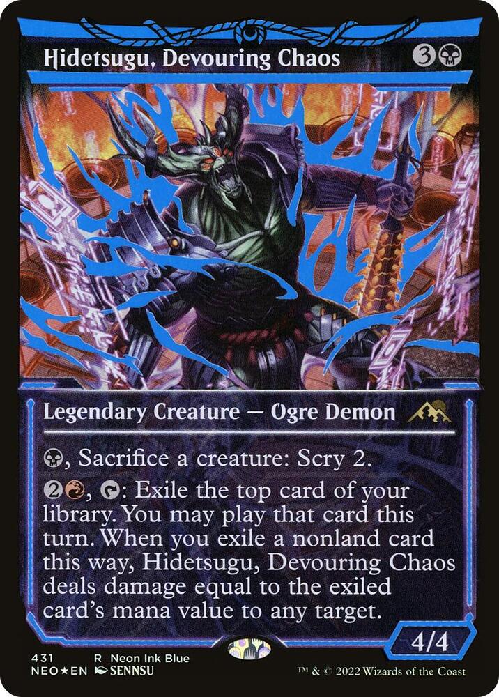 Hidetsugu, Devouring Chaos (Neon Ink Blue) [Kamigawa: Neon Dynasty]