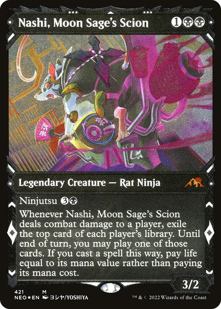 Nashi, Moon Sage's Scion (Showcase) (Foil Etched) [Kamigawa: Neon Dynasty]