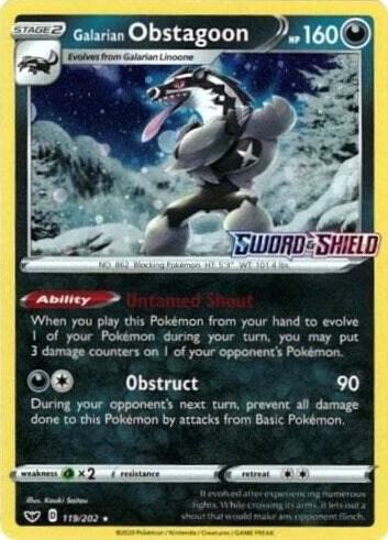 Galarian Obstagoon (119/202) (Cosmos Holo) [Sword & Shield: Base Set]