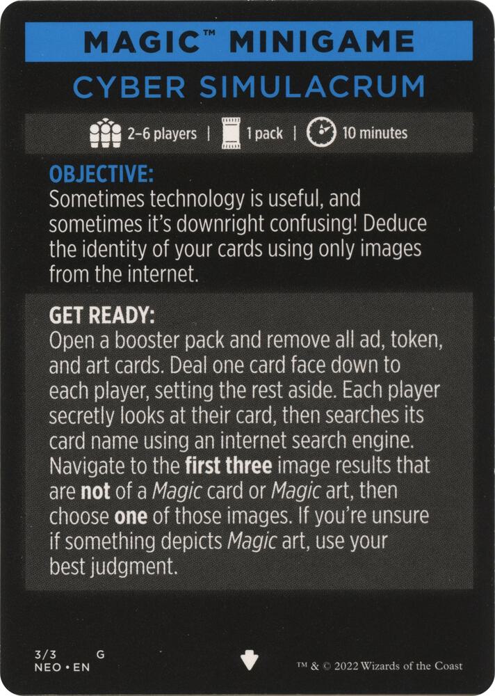 Cyber Simulacrum (Magic Minigame) [Kamigawa: Neon Dynasty Minigame]