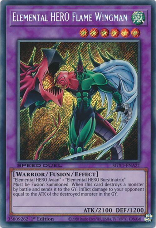 Elemental HERO Flame Wingman [SGX1-ENA21] Secret Rare