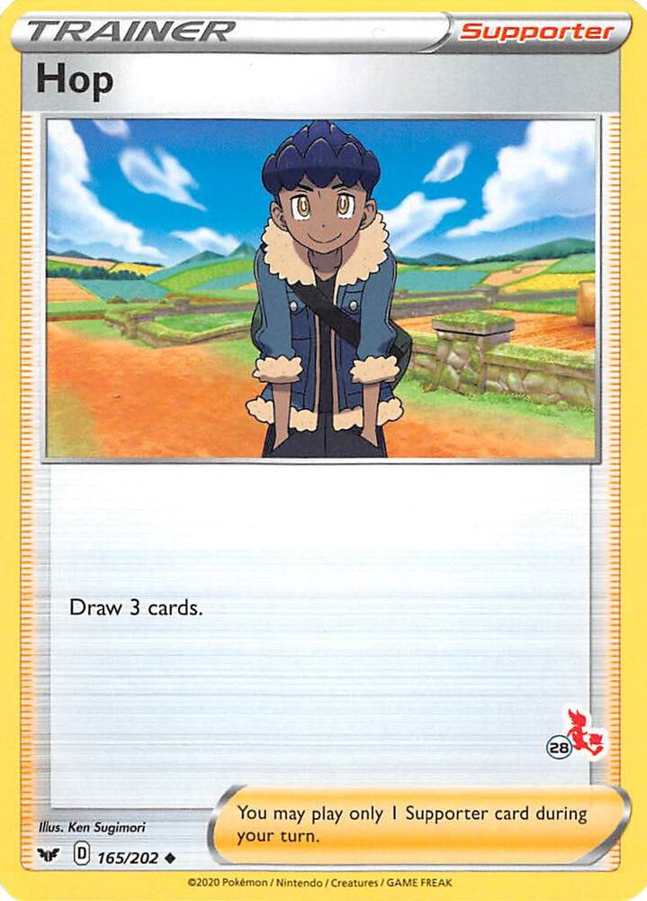 Hop (165/202) (Cinderace Stamp #28) [Battle Academy 2022]