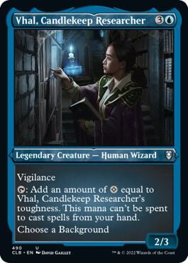 Vhal, Candlekeep Researcher (Foil Etched) [Commander Legends: Battle for Baldur's Gate]