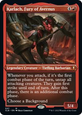 Karlach, Fury of Avernus (Foil Etched) [Commander Legends: Battle for Baldur's Gate]