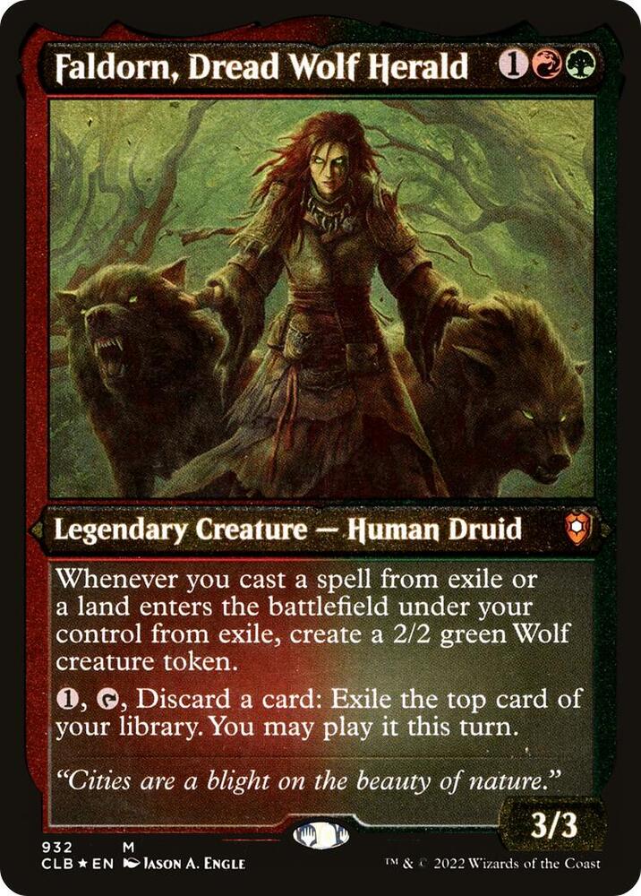 Faldorn, Dread Wolf Herald (Display Commander) (Foil Etched) [Commander Legends: Battle for Baldur's Gate]