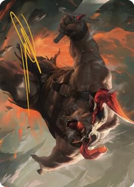 Furious Bellow Art Card (Gold-Stamped Signature) [Dominaria United Art Series]