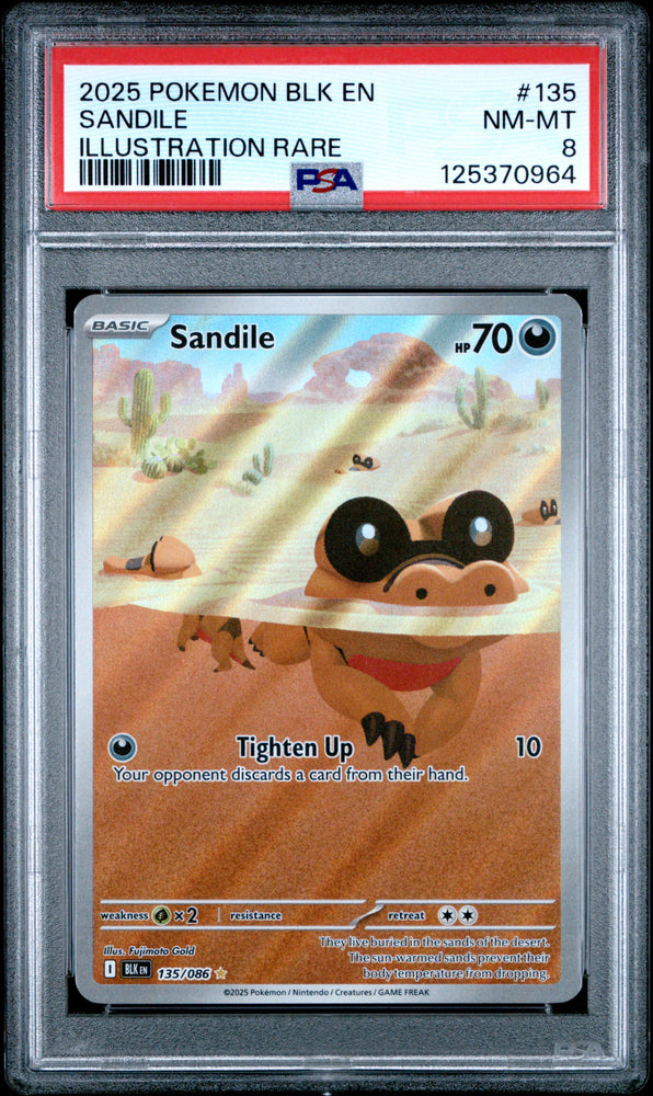 2025 Pokemon Black Bolt Sandile 135 - PSA NM-MT 8 - 125370964