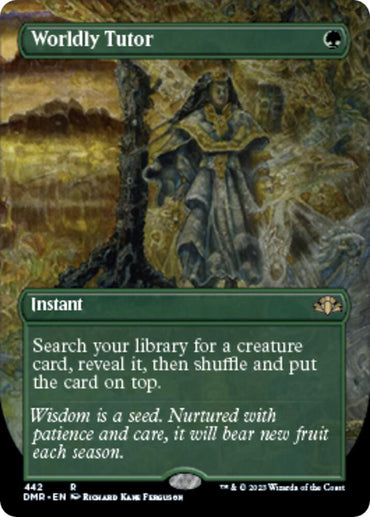 Worldly Tutor (Borderless Alternate Art) [Dominaria Remastered]