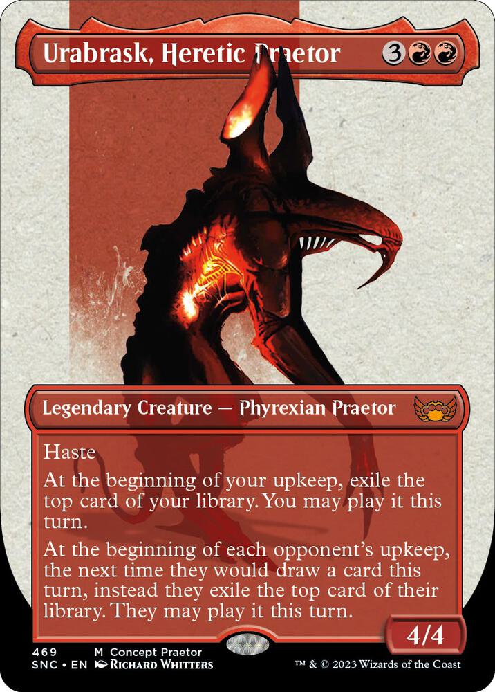 Urabrask, Heretic Praetor (Borderless Concept Praetors Step-and-Compleat Foil) [Phyrexia: All Will Be One]