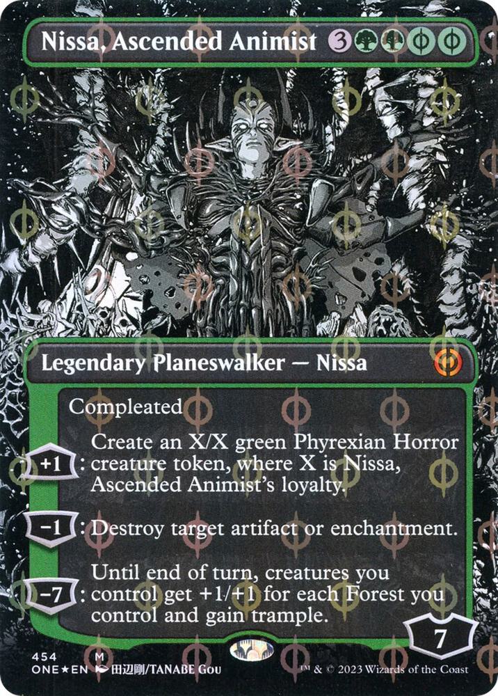 Nissa, Ascended Animist (Borderless Manga Step-and-Compleat Foil) [Phyrexia: All Will Be One]