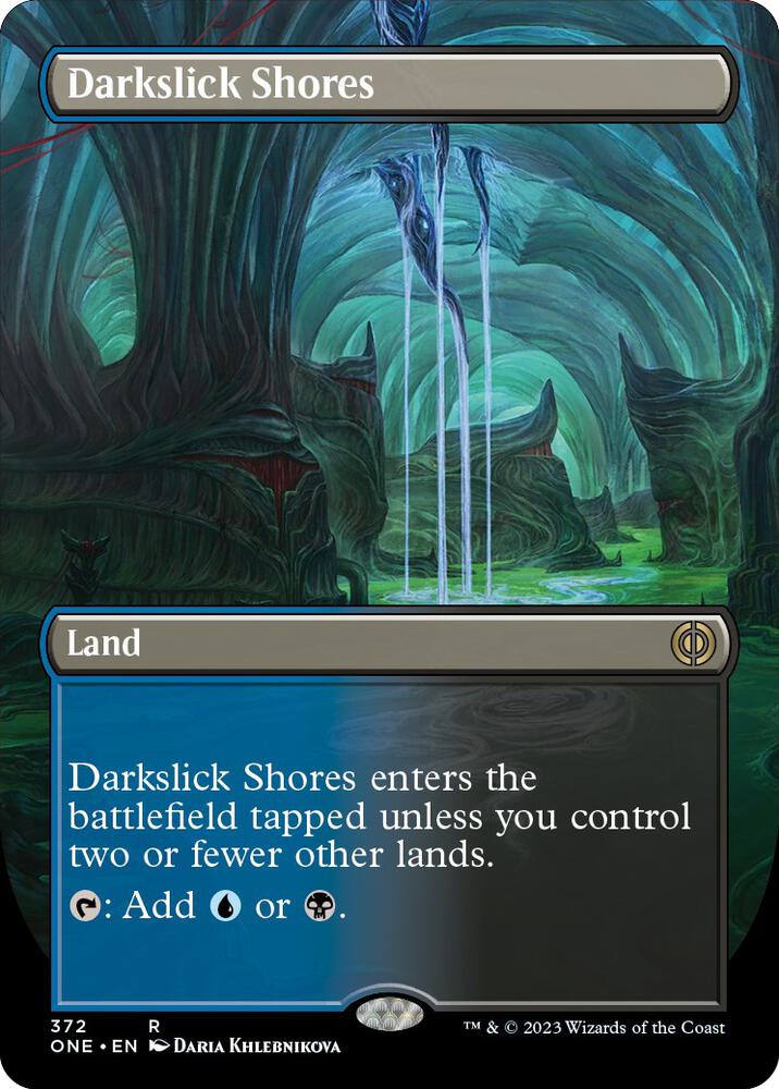 Darkslick Shores (Borderless Alternate Art) [Phyrexia: All Will Be One]