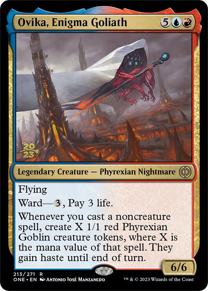 Ovika, Enigma Goliath [Phyrexia: All Will Be One Prerelease Promos]