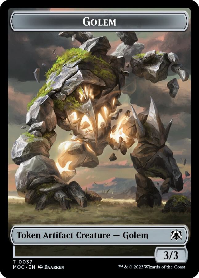 Golem // Clue Double-Sided Token [March of the Machine Commander Tokens]