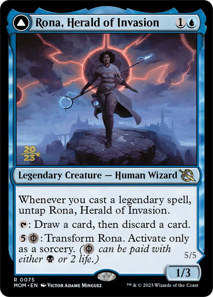 Rona, Herald of Invasion // Rona, Tolarian Obliterator [March of the Machine Prerelease Promos]