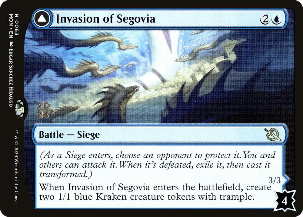 Invasion of Segovia // Caetus, Sea Tyrant of Segovia [March of the Machine Prerelease Promos]
