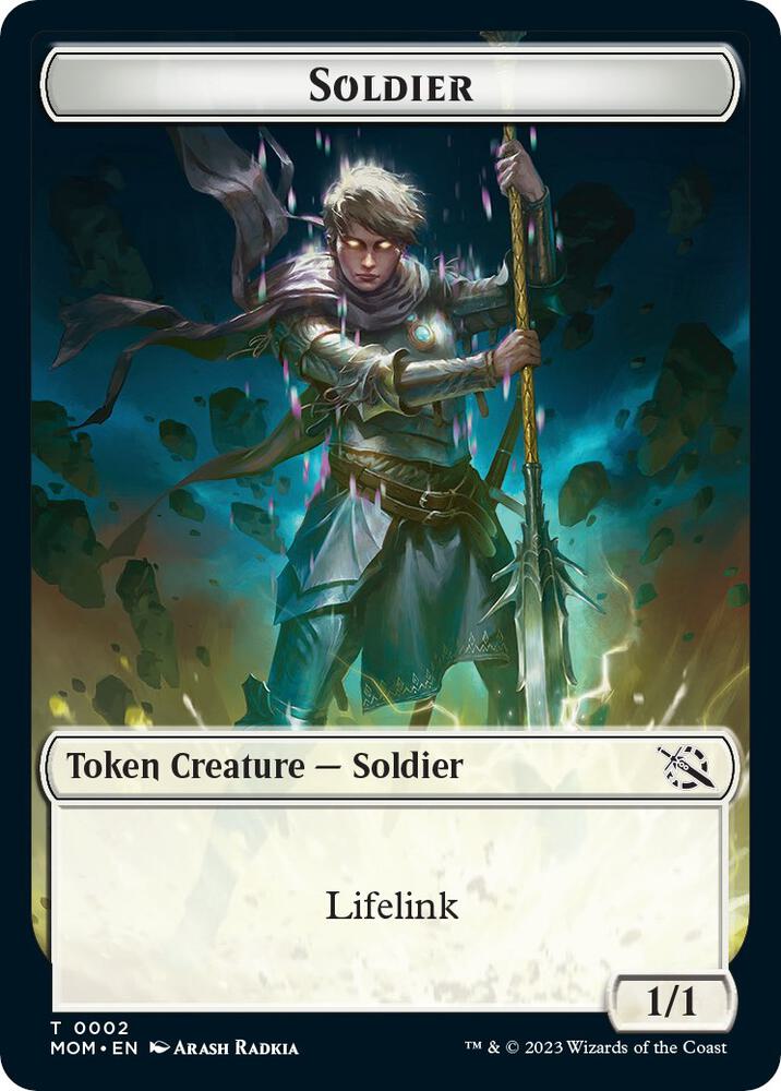 Soldier // Wrenn and Realmbreaker Emblem Double-Sided Token [March of the Machine Tokens]