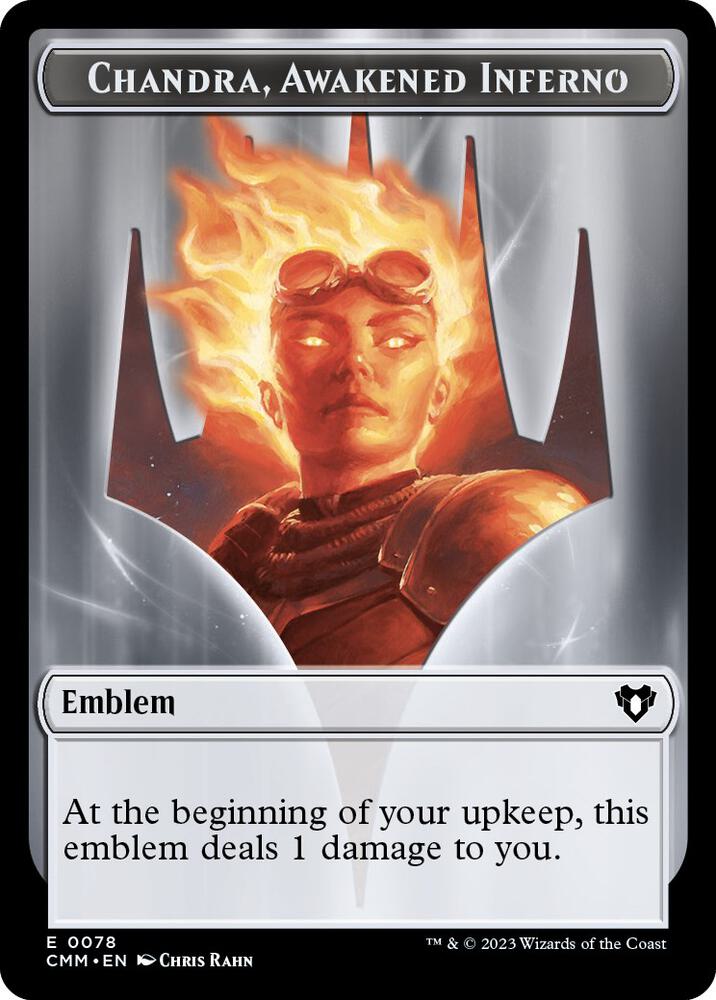 Chandra, Awakened Inferno Emblem // Wizard Double-Sided Token [Commander Masters Tokens]