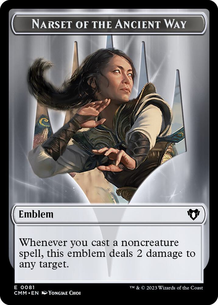 Narset of the Ancient Way Emblem // Wizard Double-Sided Token [Commander Masters Tokens]