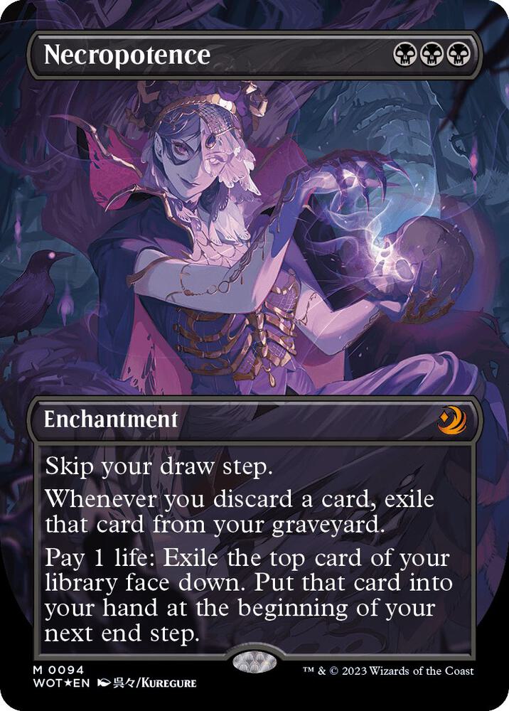 Necropotence (Anime Borderless) (Confetti Foil) [Wilds of Eldraine: Enchanting Tales]