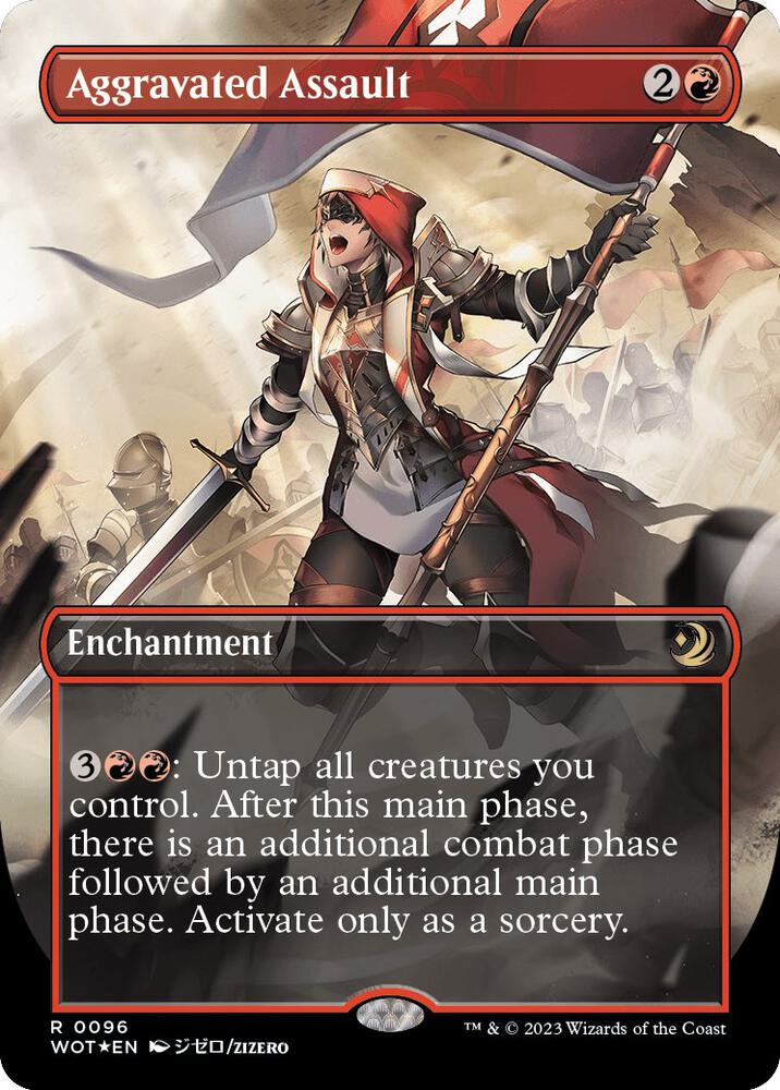 Aggravated Assault (Anime Borderless) (Confetti Foil) [Wilds of Eldraine: Enchanting Tales]