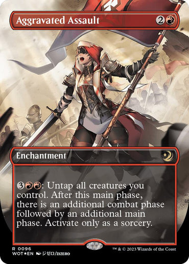 Aggravated Assault (Anime Borderless) (Confetti Foil) [Wilds of Eldraine: Enchanting Tales]