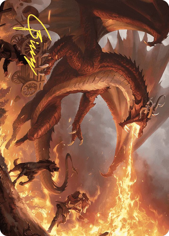 Realm-Scorcher Hellkite Art Card (Gold-Stamped Signature) [Wilds of Eldraine Art Series]