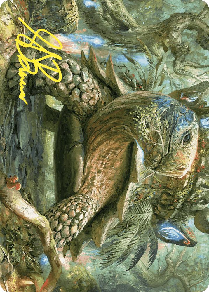 Blossoming Tortoise Art Card (Gold-Stamped Signature) [Wilds of Eldraine Art Series]